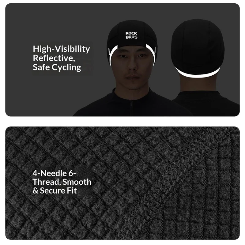 ROCKBROS 18250007 M016 18250007001 Cykelhat til udendørs brug, varm fleece hoveddækning med forlængede øreflap til vinterkørsel