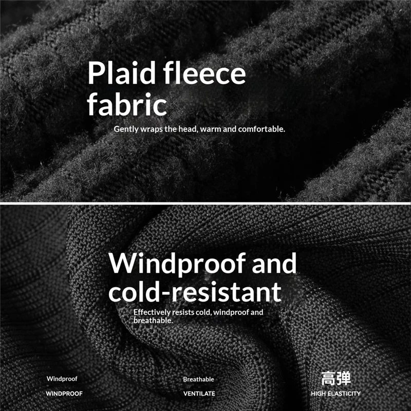 ROCKBROS 18250007 M016 18250007001 Cykelhat til udendørs brug, varm fleece hoveddækning med forlængede øreflap til vinterkørsel