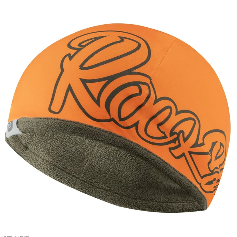 ROCKBROS YDM001 قبعة دراجات دافئة مقاومة للرياح غطاء رأس من الصوف مريح للارتداء تحت الخوذة للأنشطة الخارجية - برتقالي أخضر