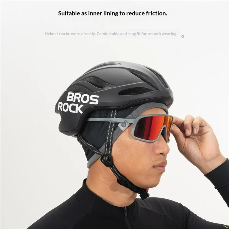 ROCKBROS YDM001 قبعة دراجات دافئة مقاومة للرياح غطاء رأس من الصوف مريح للارتداء تحت الخوذة للأنشطة الخارجية - برتقالي أخضر