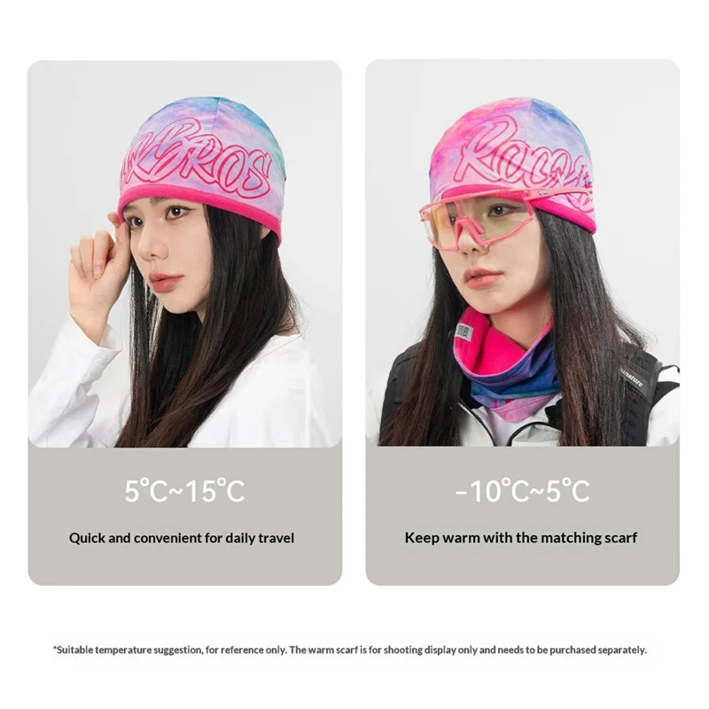 ROCKBROS YDM001 قبعة دراجات دافئة مقاومة للرياح غطاء رأس من الصوف مريح للارتداء تحت الخوذة للأنشطة الخارجية - برتقالي أخضر