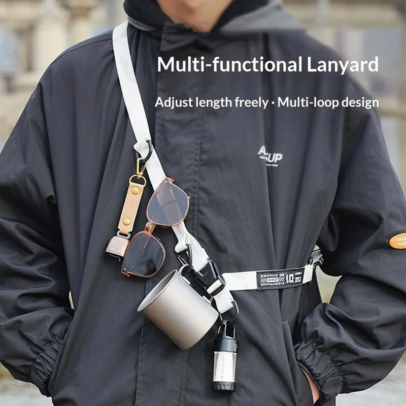 ISE MOUNT Outdoor Multi-Functional Lanyard Length Adjustable Crossbody Backpack Strap for Hanging Items - Night Camo