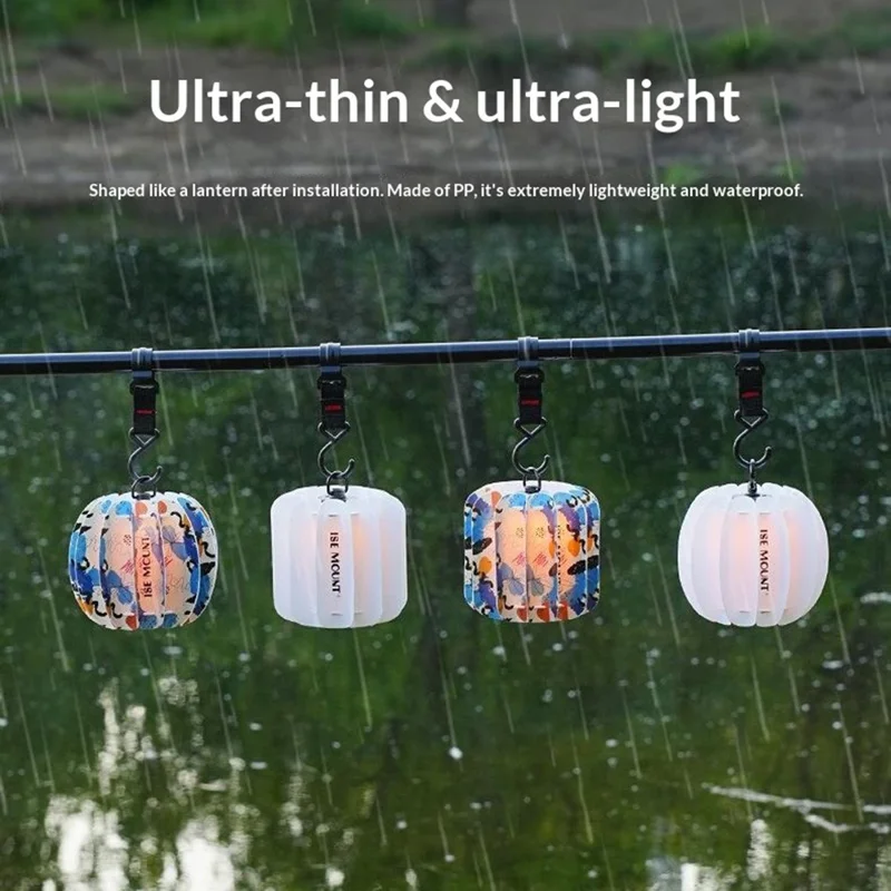 ISE MOUNT Outdoor Chiba PP Board Lampshade Waterproof Moisture-Proof Lamp Shade for Camping - Winter Melon Style  /  White