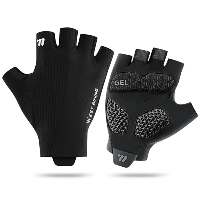 WEST BIKING YP0211274 3D Drukowane Amortyzujące Rękawiczki Rowerowe Przeciwwślizgowe Mittens Bez Palców do Jazdy Wyścigowej i Drogowej - M