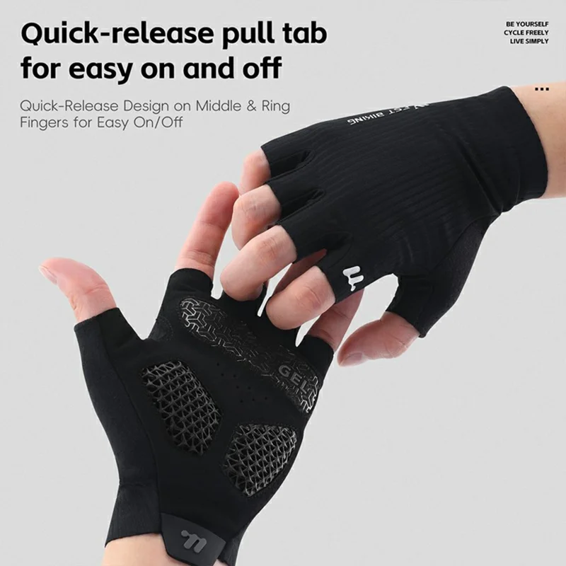 WEST BIKING YP0211274 3D Drukowane Amortyzujące Rękawiczki Rowerowe Przeciwwślizgowe Mittens Bez Palców do Jazdy Wyścigowej i Drogowej - M