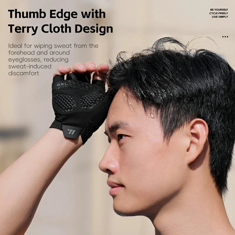 WEST BIKING YP0211274 3D Drukowane Amortyzujące Rękawiczki Rowerowe Przeciwwślizgowe Mittens Bez Palców do Jazdy Wyścigowej i Drogowej - M