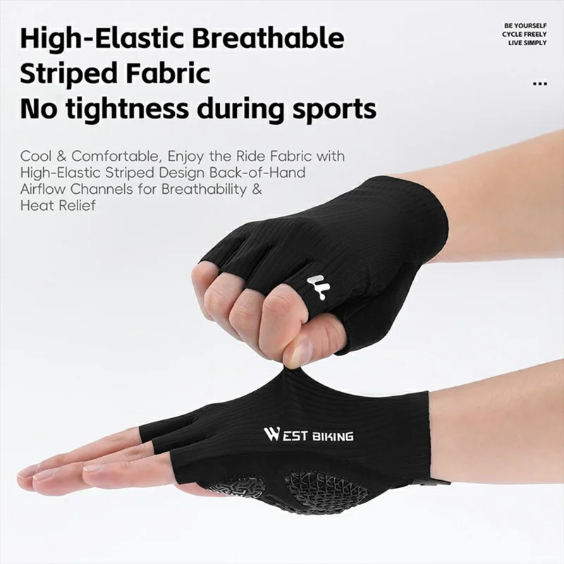 WEST BIKING YP0211274 3D Drukowane Amortyzujące Rękawiczki Rowerowe Przeciwwślizgowe Mittens Bez Palców do Jazdy Wyścigowej i Drogowej - M