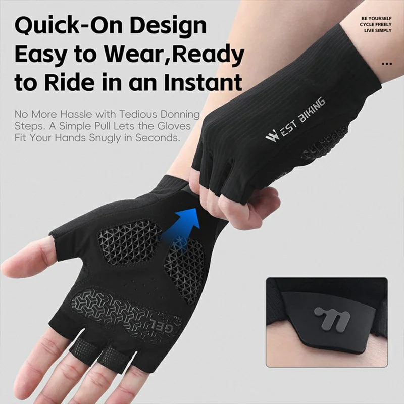 WEST BIKING YP0211274 3D Drukowane Amortyzujące Rękawiczki Rowerowe Przeciwwślizgowe Mittens Bez Palców do Jazdy Wyścigowej i Drogowej - M