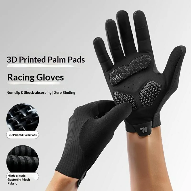 WEST BIKING YP0211278 1 Paio di Guanti da Ciclismo Stampa 3D Guanti da Corsa Antishock con Dita Lunghe Antiscivolo per Uomo Donna - M / Nero