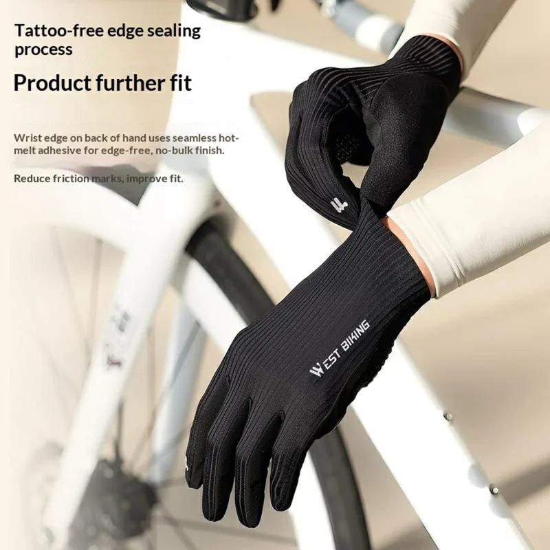 WEST BIKING YP0211278 1 Paio di Guanti da Ciclismo Stampa 3D Guanti da Corsa Antishock con Dita Lunghe Antiscivolo per Uomo Donna - M / Nero