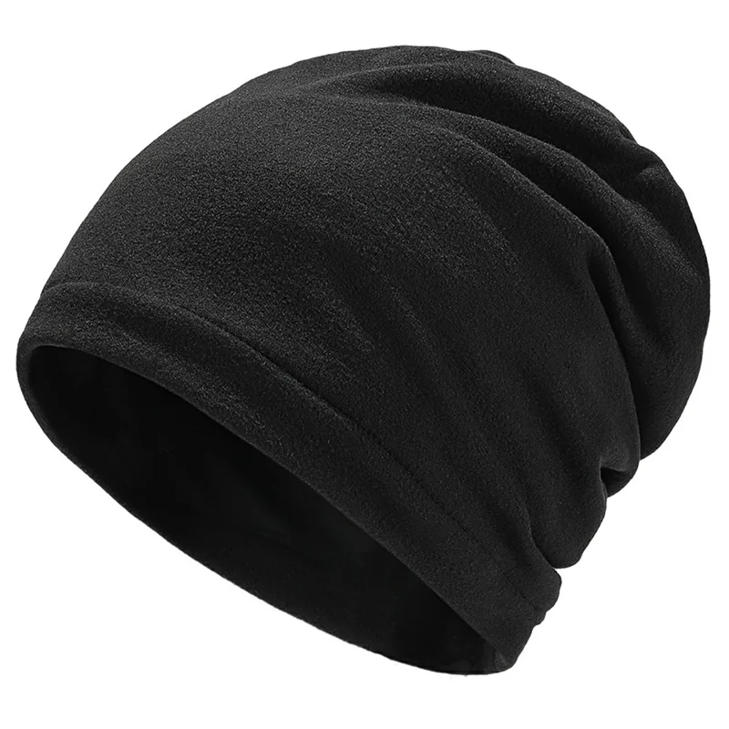 Bonnet Décontracté Quatre Saisons Bonnet Chaud en Polaire Casquette Anti-Statique Coupe-Vent pour le Vélo en Plein Air - Noir