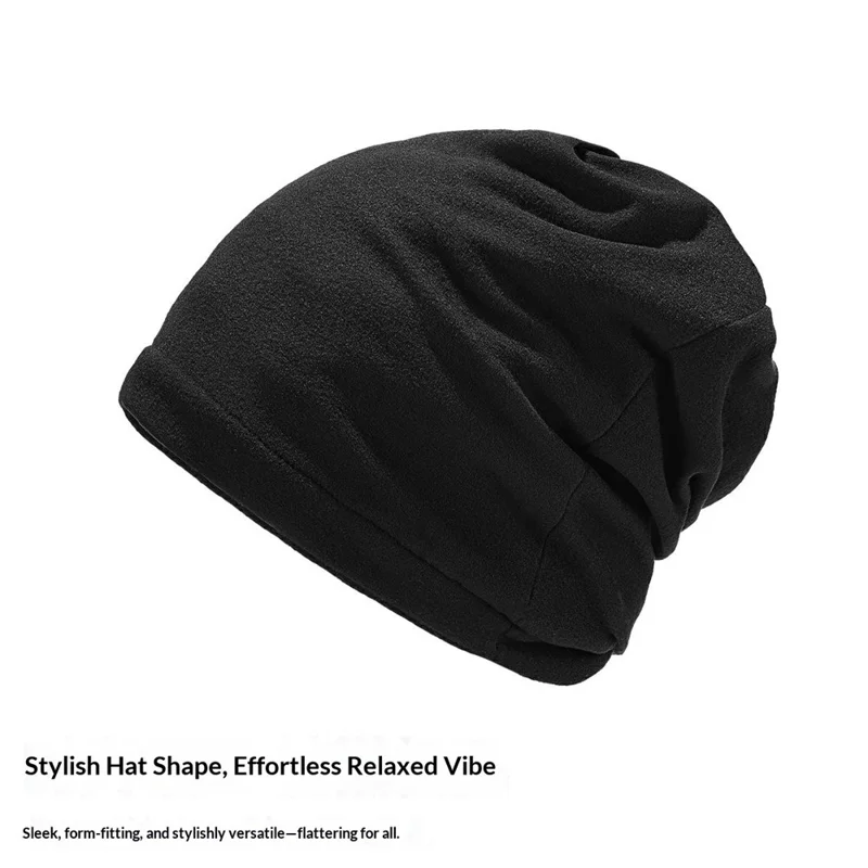 Bonnet Décontracté Quatre Saisons Bonnet Chaud en Polaire Casquette Anti-Statique Coupe-Vent pour le Vélo en Plein Air - Noir