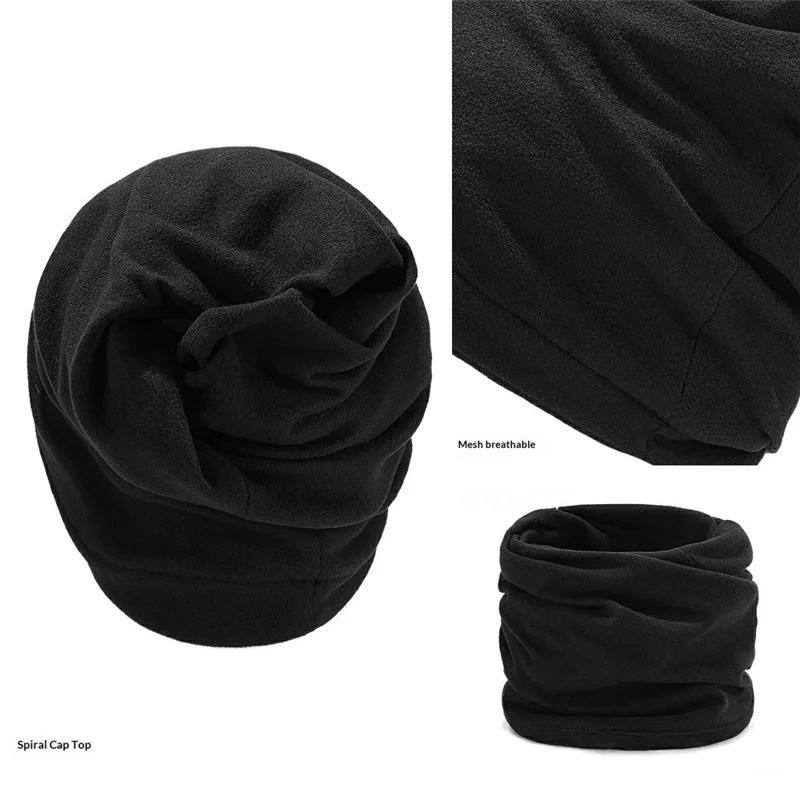 Bonnet Décontracté Quatre Saisons Bonnet Chaud en Polaire Casquette Anti-Statique Coupe-Vent pour le Vélo en Plein Air - Noir