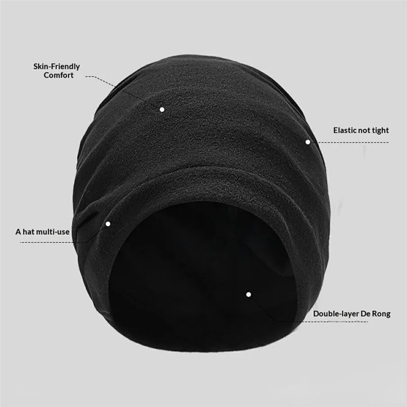 Bonnet Décontracté Quatre Saisons Bonnet Chaud en Polaire Casquette Anti-Statique Coupe-Vent pour le Vélo en Plein Air - Noir