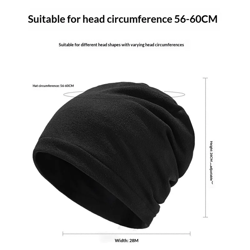 Bonnet Décontracté Quatre Saisons Bonnet Chaud en Polaire Casquette Anti-Statique Coupe-Vent pour le Vélo en Plein Air - Noir