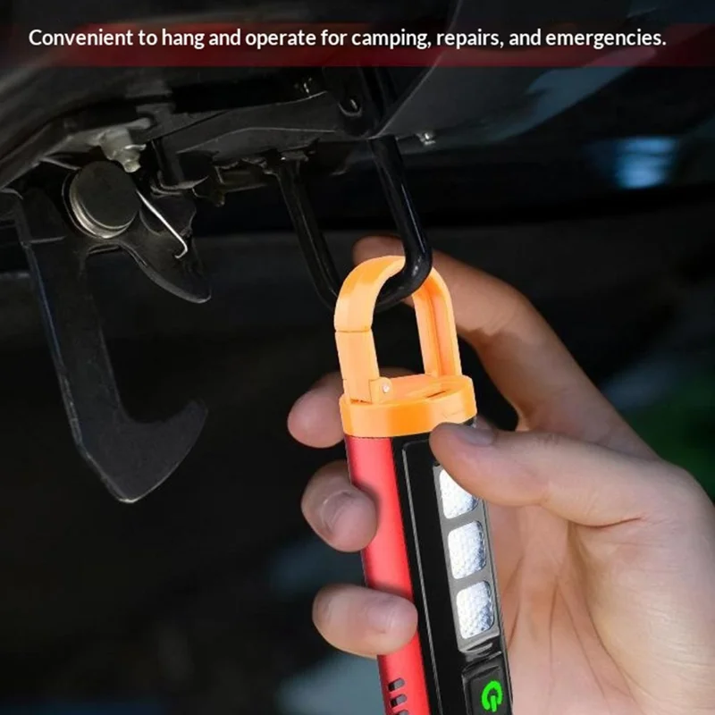 Safety Hammer Flashlight USB Charged with Side Light / Cutting Tool / Multi-Function Car Emergency White Laser Torch - Red