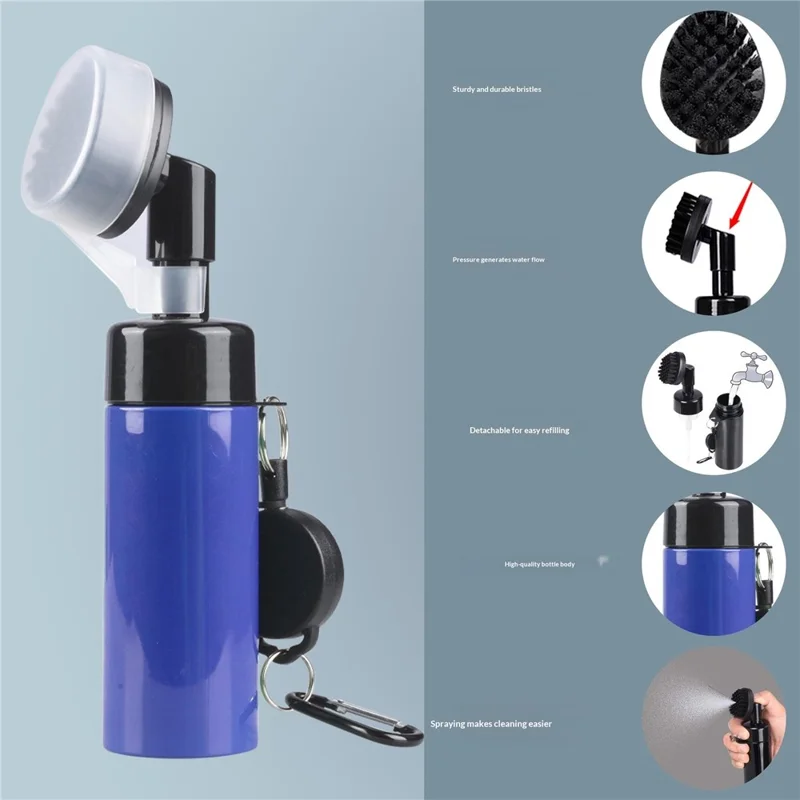 Golf Club Cleaning Brush 150ml Spray Bottle with Brush Groove Cleaner Tool - Blue