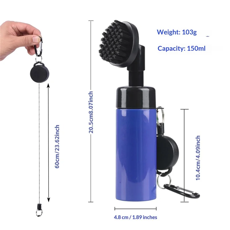 Golf Club Cleaning Brush 150ml Spray Bottle with Brush Groove Cleaner Tool - Blue