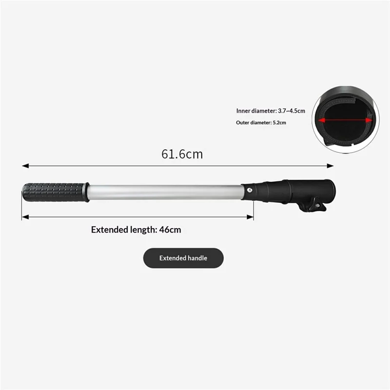 KOETSU 61,6 cm utombordshandtag i aluminiumlegering med antislirgrepp för 3,7-4,5 cm kaliber – Silver