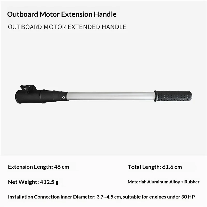 KOETSU 61,6 cm utombordshandtag i aluminiumlegering med antislirgrepp för 3,7-4,5 cm kaliber – Silver