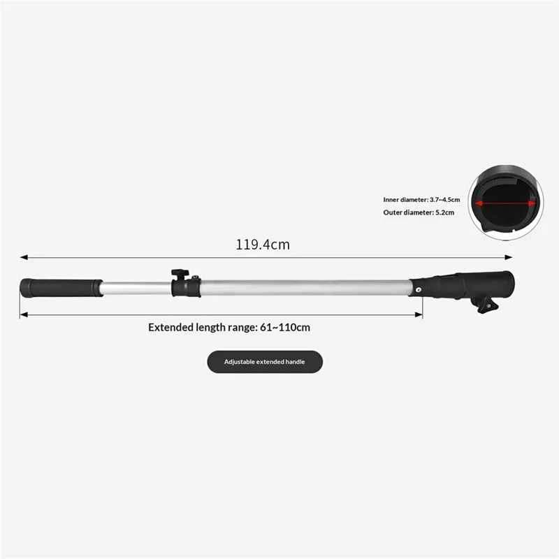 KOETSU 119.4cm Outboard Motor Extension Rod Adjustable Extended Handle Control Pole for 3.7-4.5cm Caliber - Silver
