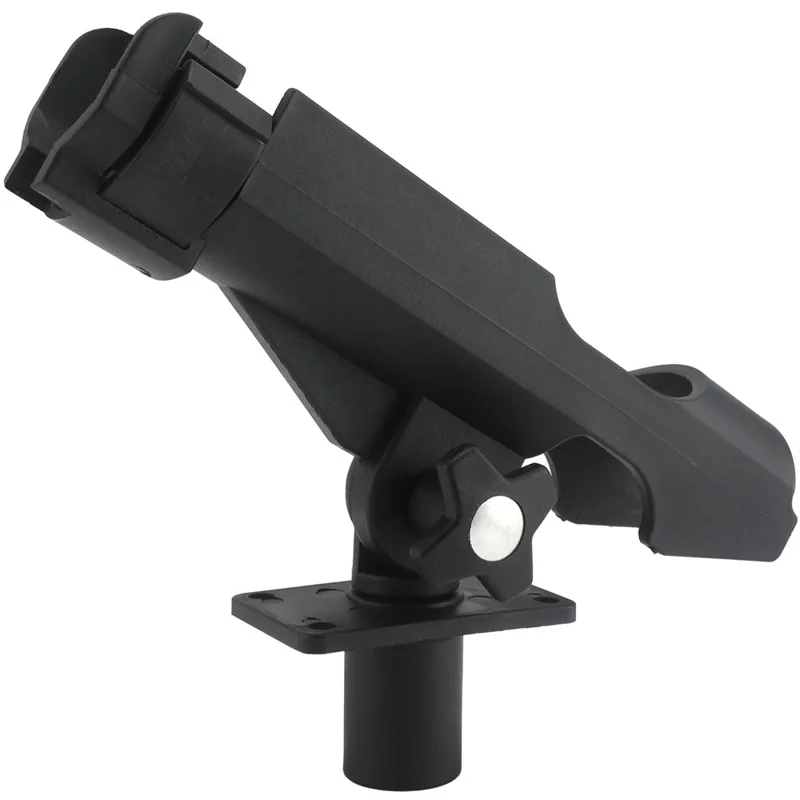 Portacanna da pesca regolabile con rotazione a 360° e anello di bloccaggio frontale in ABS per pesca in battello - Nero