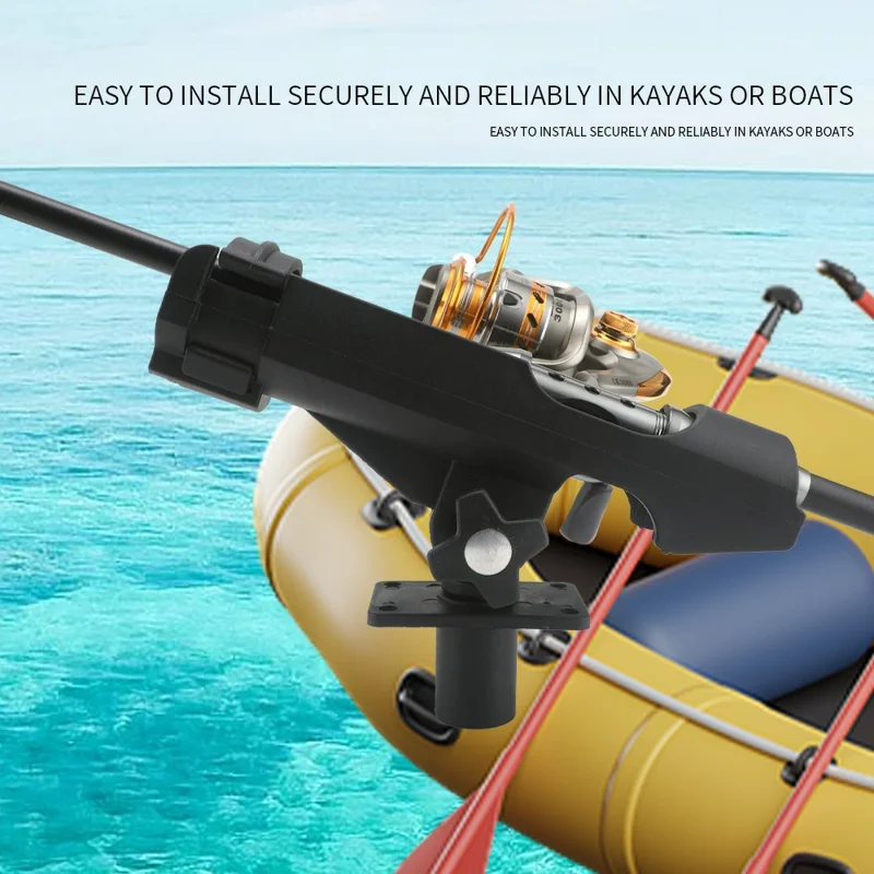 Portacanna da pesca regolabile con rotazione a 360° e anello di bloccaggio frontale in ABS per pesca in battello - Nero