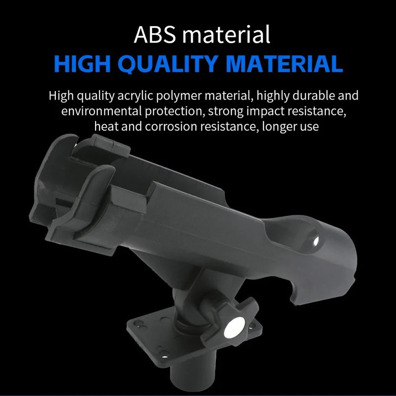 Portacanna da pesca regolabile con rotazione a 360° e anello di bloccaggio frontale in ABS per pesca in battello - Nero