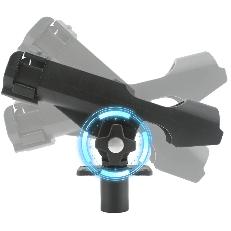 Portacanna da pesca regolabile con rotazione a 360° e anello di bloccaggio frontale in ABS per pesca in battello - Nero