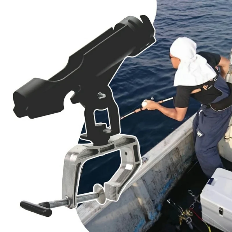 Fishing Rod Holder Multi-Angle Adjustable Boat Raft Bridge Fishing Stand Portable for Outdoor - Black