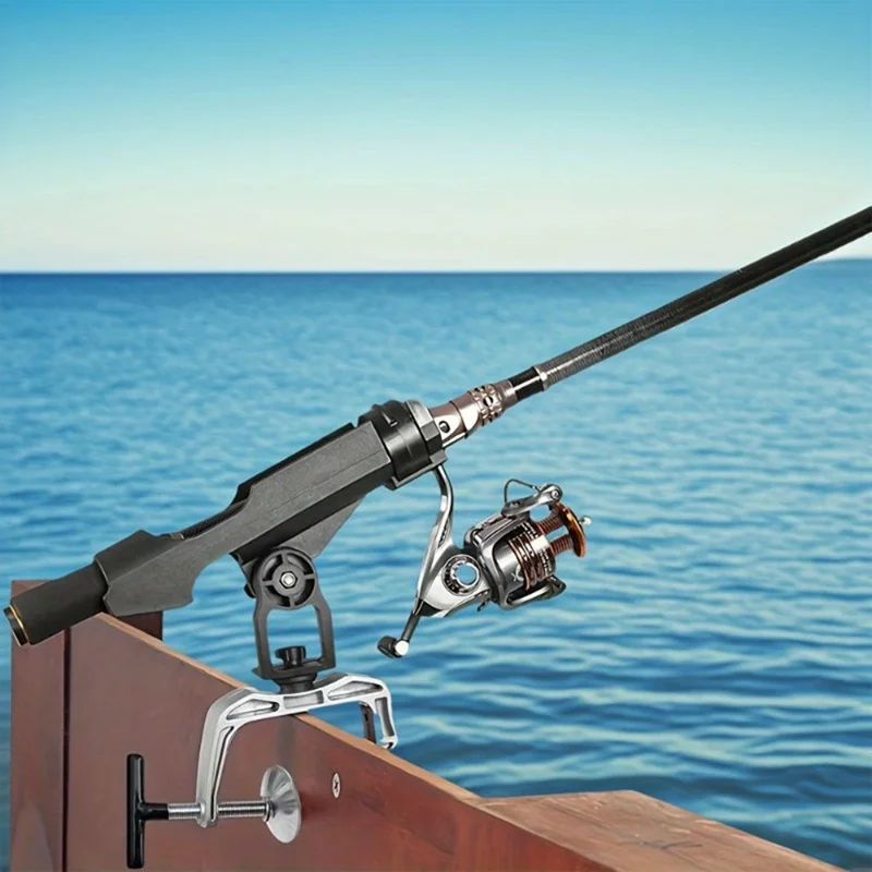 Fishing Rod Holder Multi-Angle Adjustable Boat Raft Bridge Fishing Stand Portable for Outdoor - Black