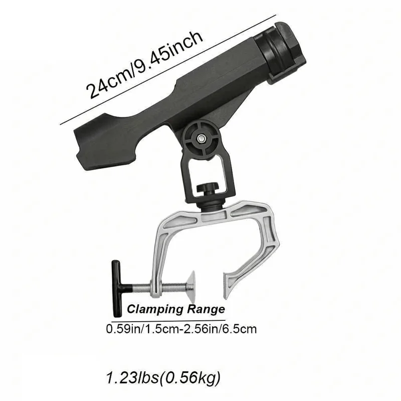 Fishing Rod Holder Multi-Angle Adjustable Boat Raft Bridge Fishing Stand Portable for Outdoor - Black