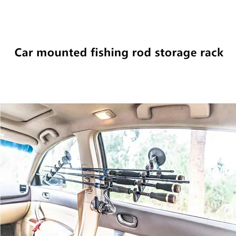 Portacanne da pesca in ABS con 4 fori e ventosa, organizzatore antitorsione per canne da pesca per auto