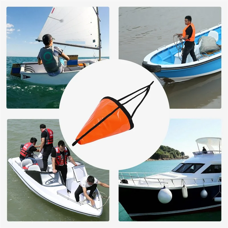 Ancla marina KOETSU tamaño S de 24 pulgadas de PVC, ancla de alta resistencia para moto acuática, embarcación a motor, velero, bote hinchable (sin cuerda ni flotador) - Naranja