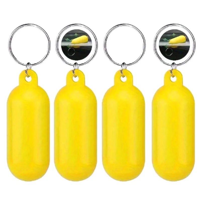4 قطع من مجموعة سلاسل المفاتيح البيضاوية المجوفة العائمة للشاطئ، مجموعة حلقات مفاتيح عائمة للإبحار / السباحة / الأنشطة المائية الخارجية - أصفر