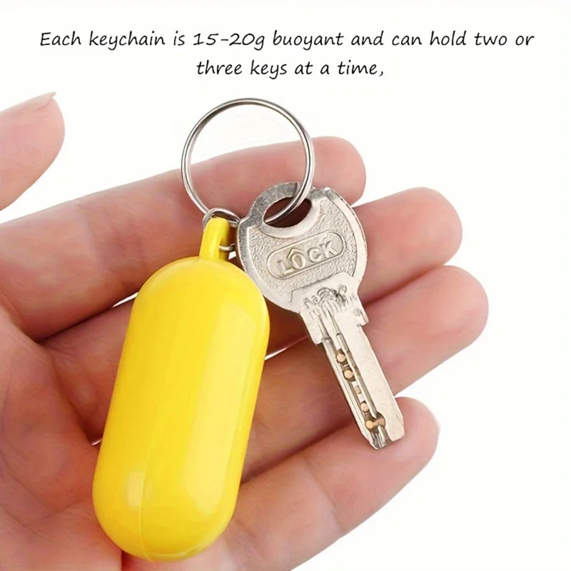 4 قطع من مجموعة سلاسل المفاتيح البيضاوية المجوفة العائمة للشاطئ، مجموعة حلقات مفاتيح عائمة للإبحار / السباحة / الأنشطة المائية الخارجية - أصفر