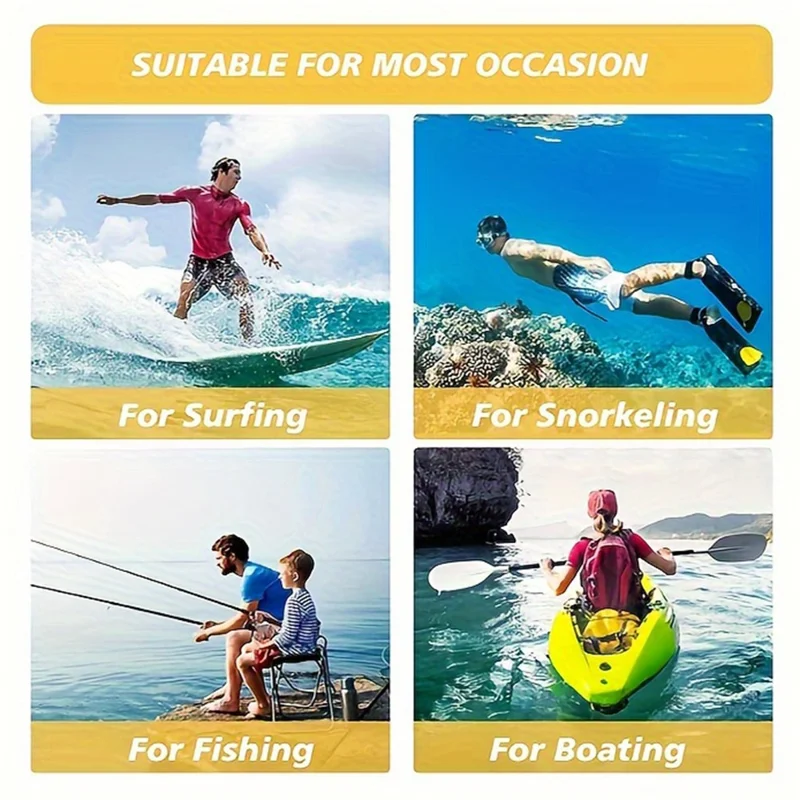 4 قطع من مجموعة سلاسل المفاتيح البيضاوية المجوفة العائمة للشاطئ، مجموعة حلقات مفاتيح عائمة للإبحار / السباحة / الأنشطة المائية الخارجية - أصفر