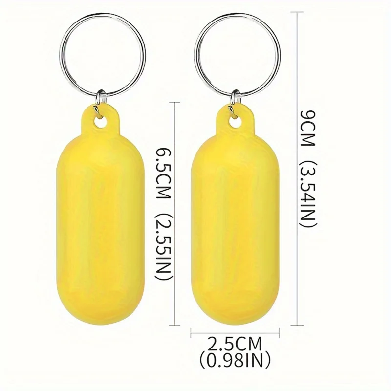 4 قطع من مجموعة سلاسل المفاتيح البيضاوية المجوفة العائمة للشاطئ، مجموعة حلقات مفاتيح عائمة للإبحار / السباحة / الأنشطة المائية الخارجية - أصفر