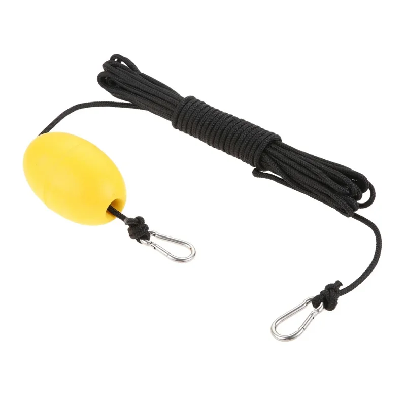 Ancla marina KOETSU con bola flotante amarilla, cuerda de anclaje de 9 m y mosquetón, ancla de deriva para barco