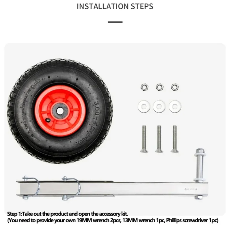 Universal Stainless Steel Boat Tug Wheels Removable Portable Cart Bracket for Surf Paddleboards