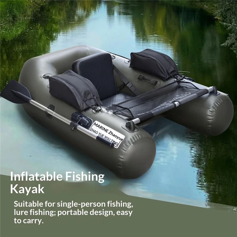 Bateau gonflable en PVC, embarcation de pêche légère avec 2+1 chambres à air - Noir