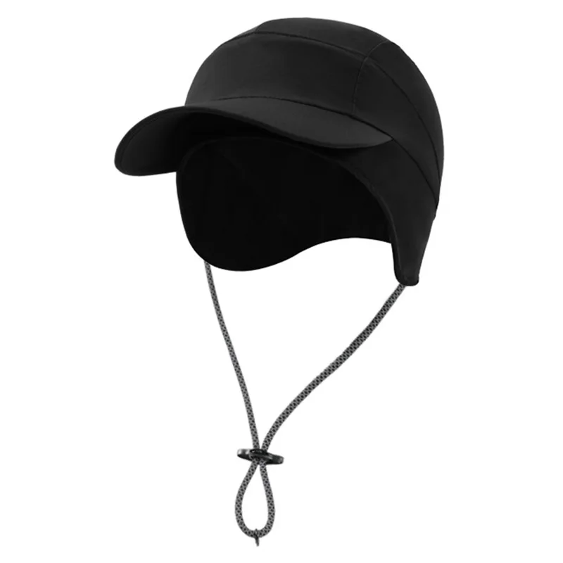DMZ127 Autumn Winter Windproof Ear Protection Hat Outdoor Hiking Fleece Lined Warm Cap with Extended Ear Flaps - Black