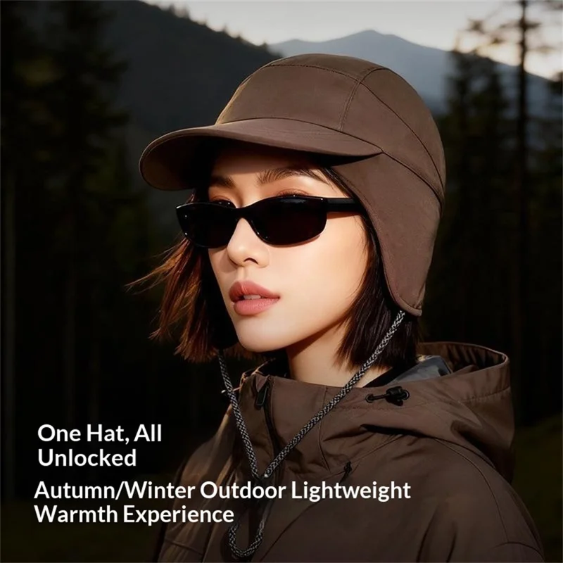 DMZ127 Autumn Winter Windproof Ear Protection Hat Outdoor Hiking Fleece Lined Warm Cap with Extended Ear Flaps - Black