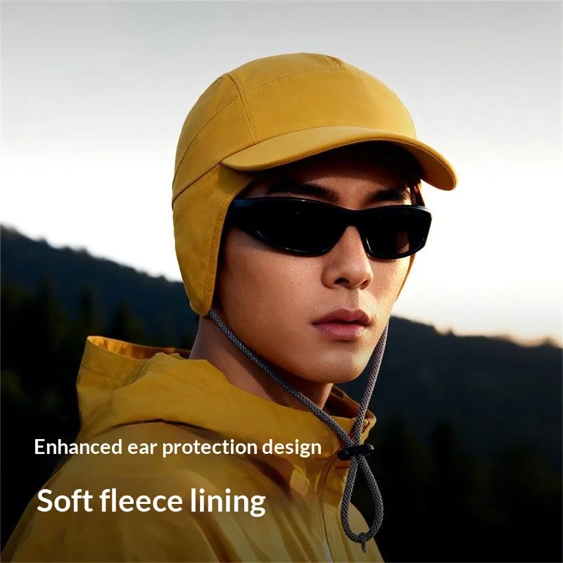 DMZ127 Autumn Winter Windproof Ear Protection Hat Outdoor Hiking Fleece Lined Warm Cap with Extended Ear Flaps - Black