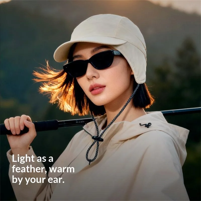 DMZ127 Autumn Winter Windproof Ear Protection Hat Outdoor Hiking Fleece Lined Warm Cap with Extended Ear Flaps - Black