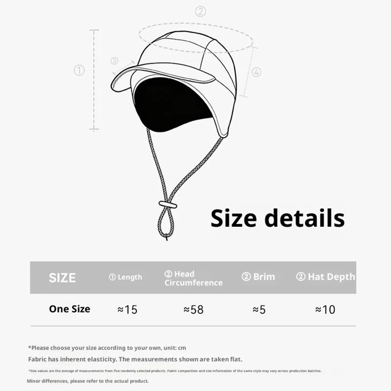 DMZ127 Autumn Winter Windproof Ear Protection Hat Outdoor Hiking Fleece Lined Warm Cap with Extended Ear Flaps - Black