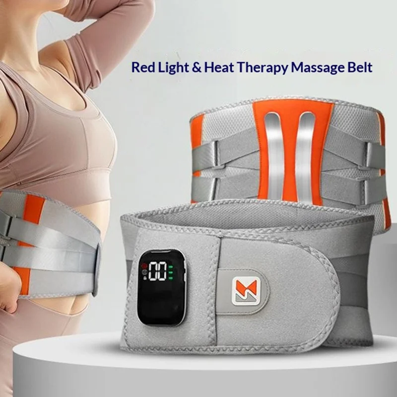 YF-FR111 Kabelloser Rotlicht-Heiz-Lendenband-Lendenwärmer mit Massage, Vibrationsunterstützung und Taillenformung – Dunkelblau