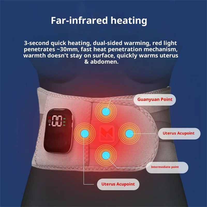 YF-FR111 Kabelloser Rotlicht-Heiz-Lendenband-Lendenwärmer mit Massage, Vibrationsunterstützung und Taillenformung – Dunkelblau