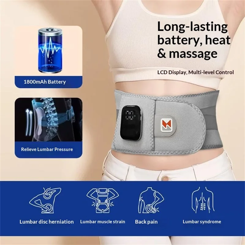 YF-FR111 Kabelloser Rotlicht-Heiz-Lendenband-Lendenwärmer mit Massage, Vibrationsunterstützung und Taillenformung – Dunkelblau