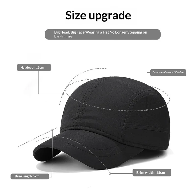 Lente Zomer Baseballpet Korte Klep Quick-Dry Waterafstotend Outdoor Sport Visor Pet - Zwart